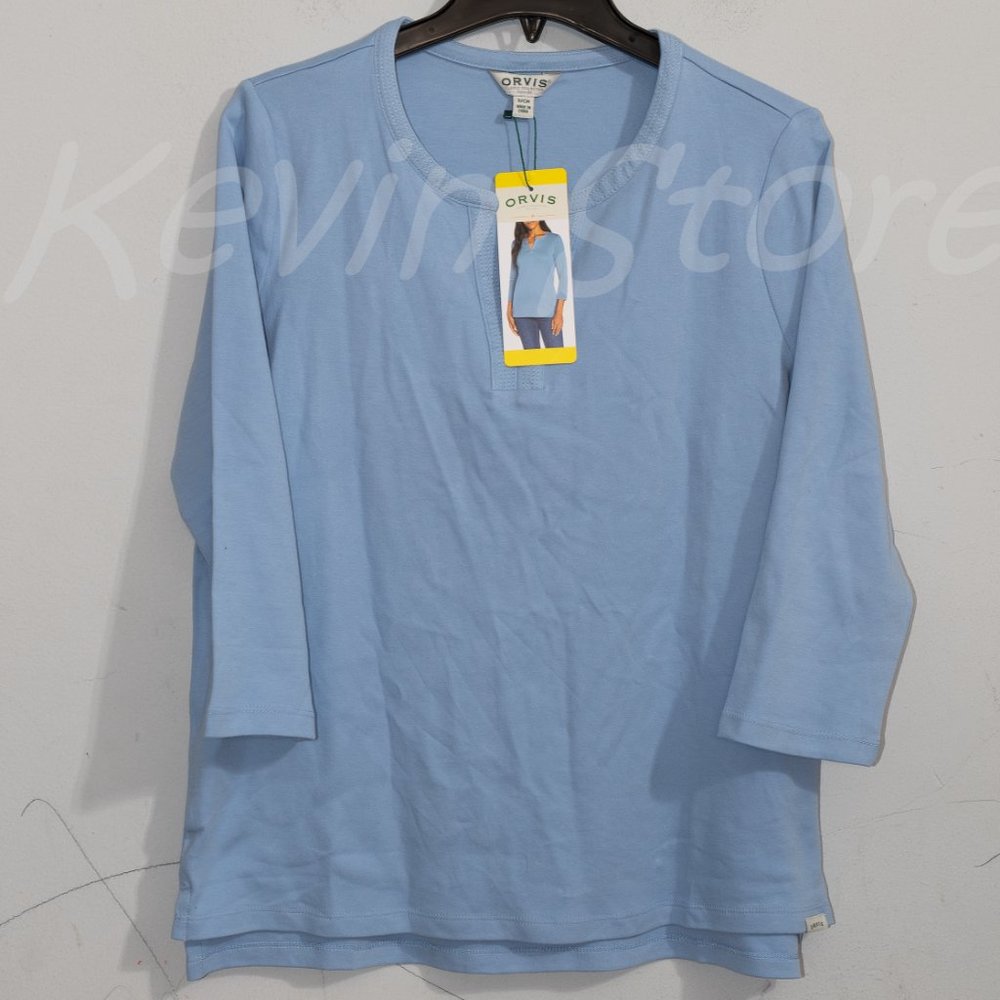 Orvis Ladies' ¾ Sleeve Split Neck‎ Blue